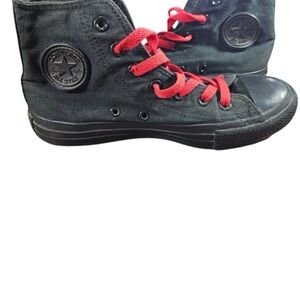 Converse Kids High-Top Sneakers - Black with Red Laces men’s 13 some fading